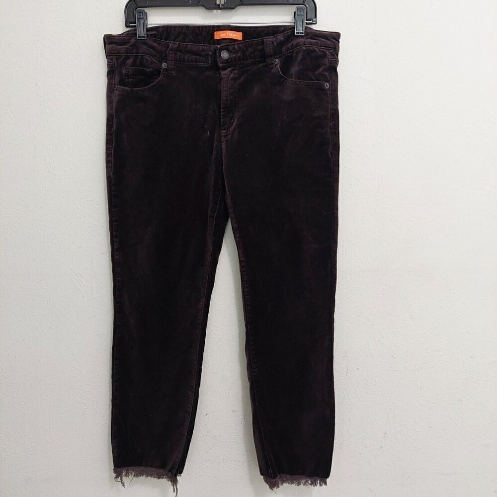 Joe Fresh Brown Corduroy Pants Flat Front Slim Raw Hem Stretch Women's Size 12